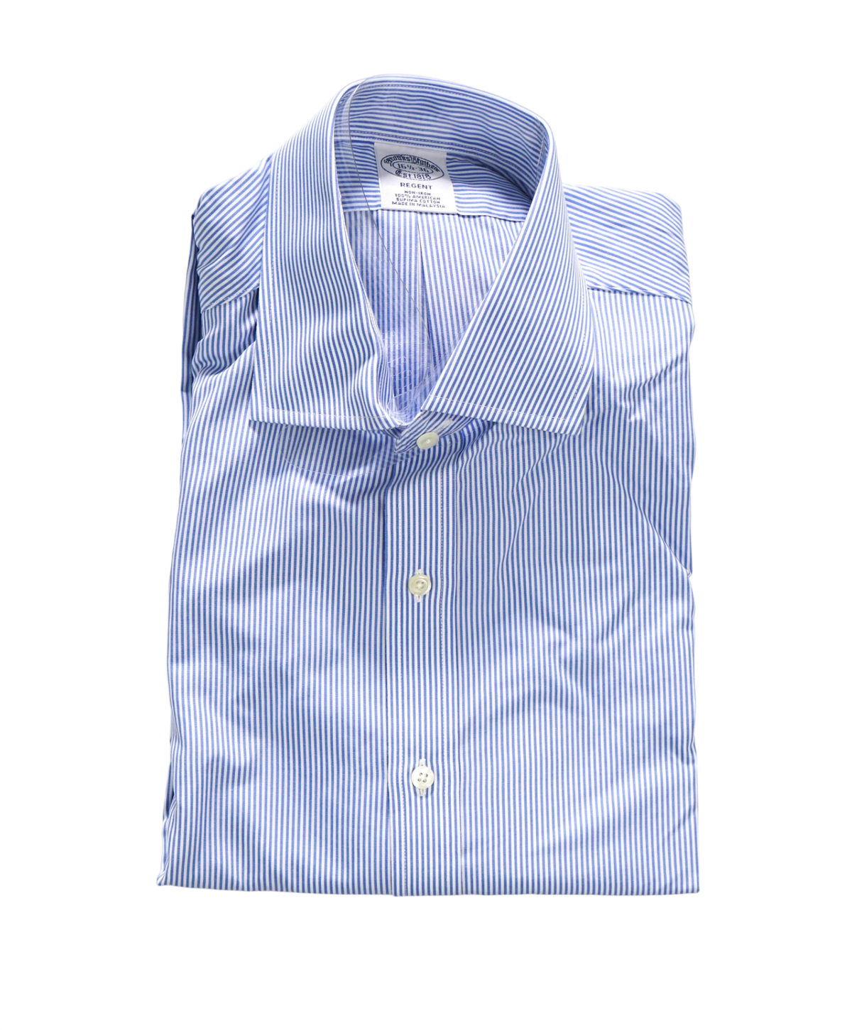$128 BROOKS BROTHERS - Blue Stripe Non-Iron "REGENT" Shirt - 16.5 - 36