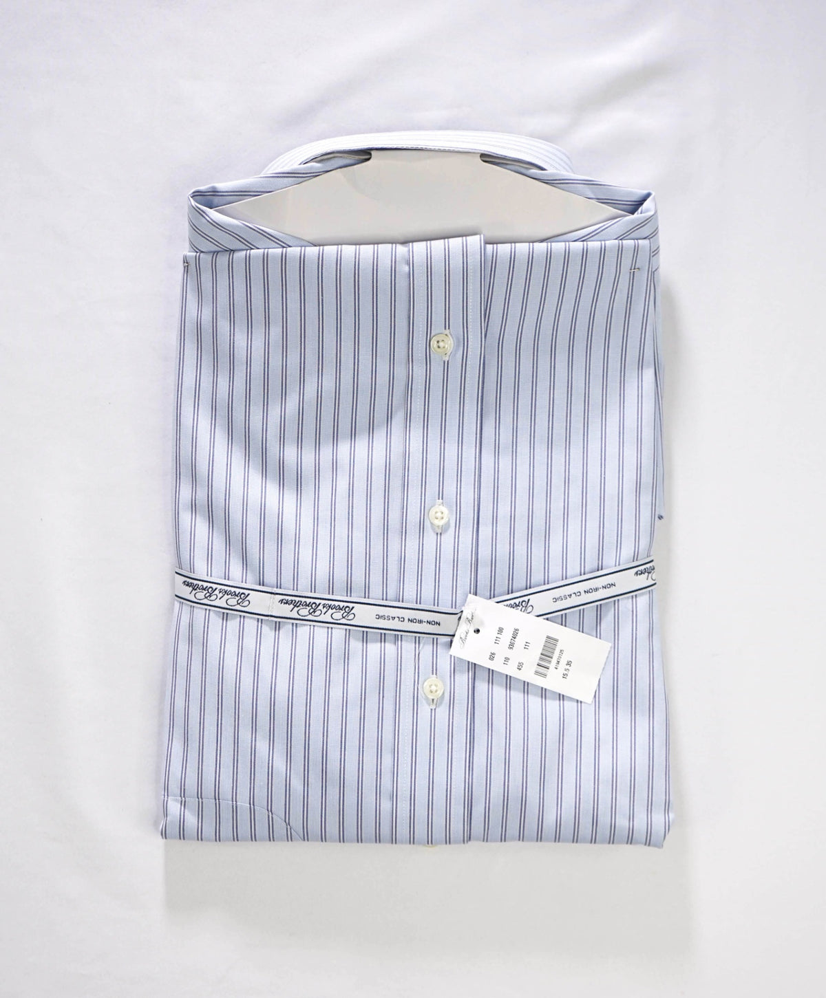 $128 BROOKS BROTHERS - Blue Stripe NON-IRON "Classic" Shirt - 15.5 - 35