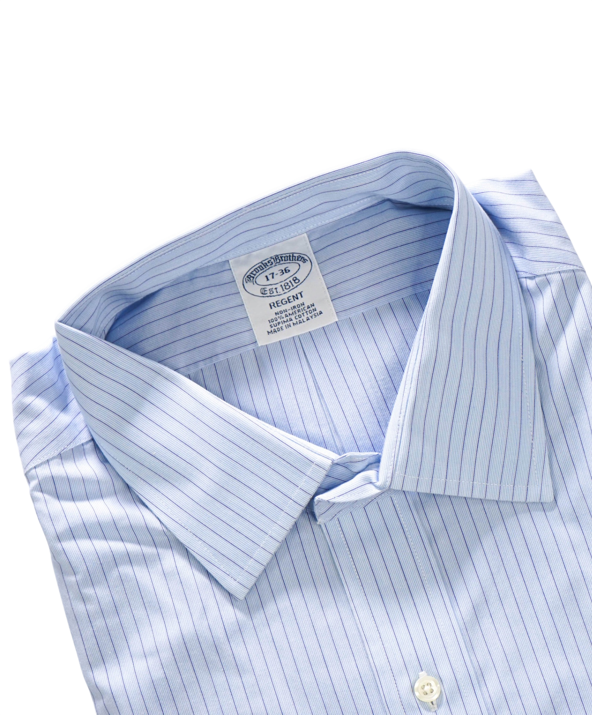$128 BROOKS BROTHERS - Blue Stripe Non-Iron "REGENT" Shirt - 17 - 36