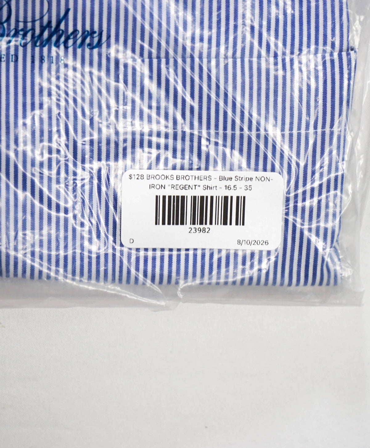 $128 BROOKS BROTHERS - Blue Stripe NON-IRON "REGENT" Shirt - 16.5 - 35