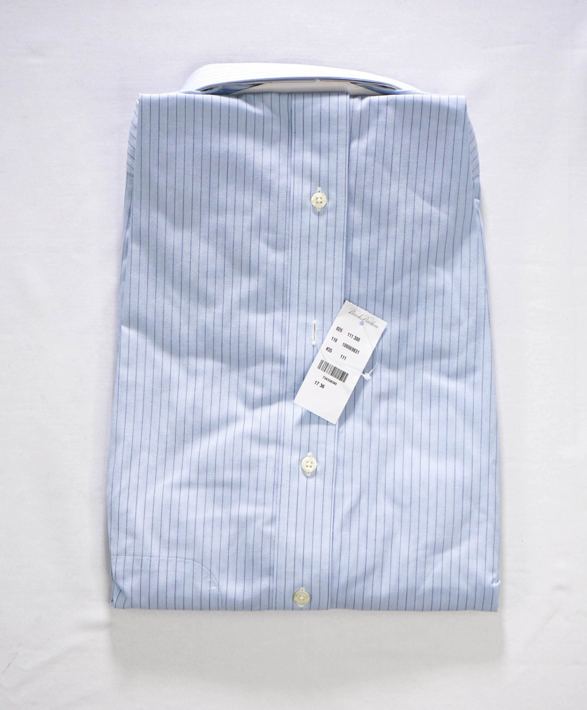 $128 BROOKS BROTHERS - Blue Stripe Non-Iron "REGENT" Shirt - 17 - 36