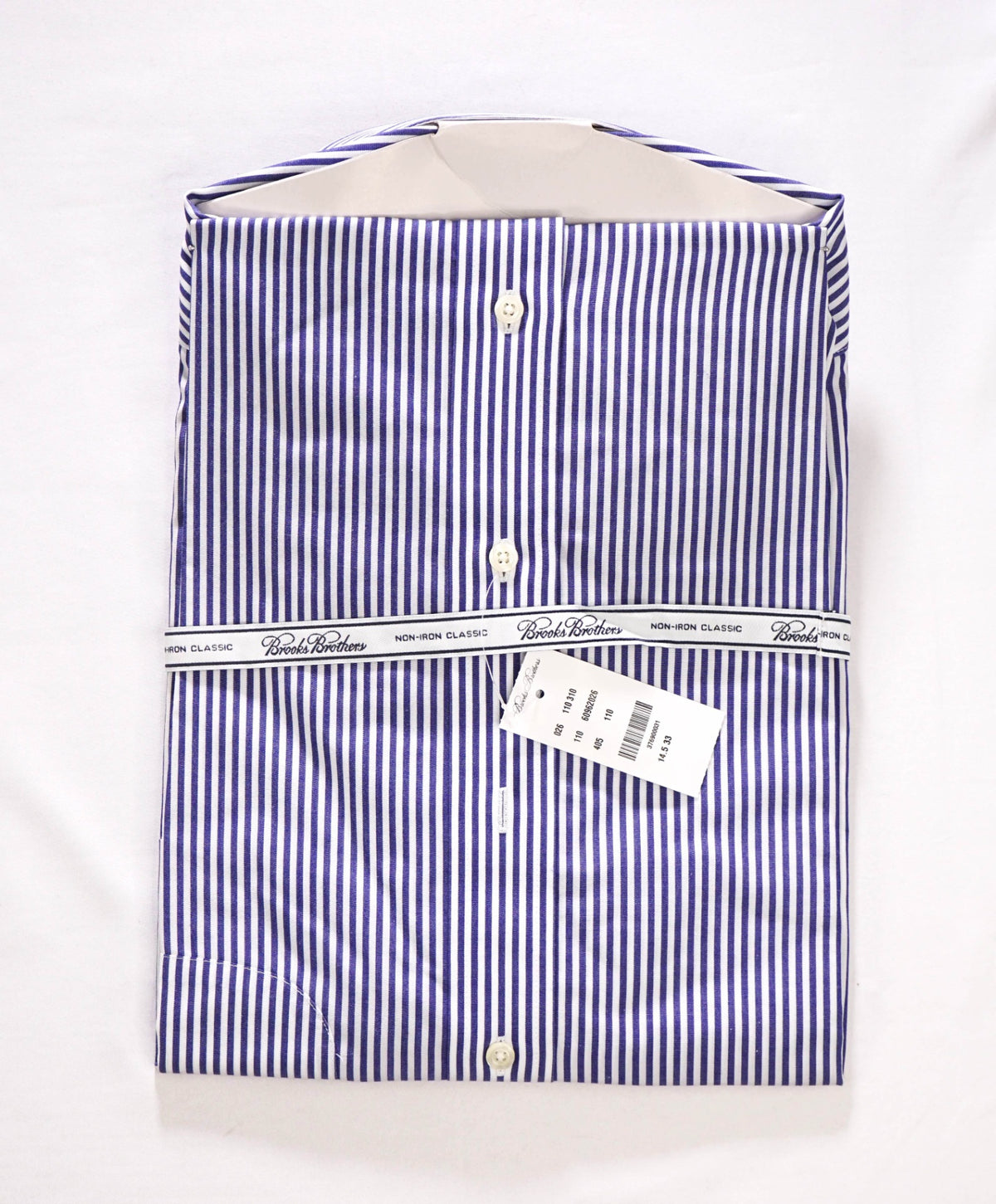 $128 BROOKS BROTHERS - Blue Stripe NON-IRON "Classic" Shirt - 14.5 - 33