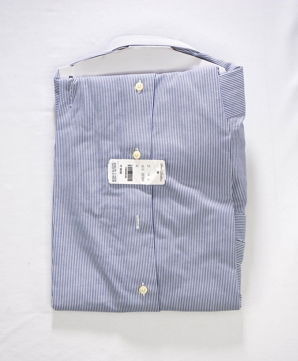 $128 BROOKS BROTHERS - Blue Stripe Non-Iron "REGENT" Shirt - 17 - 32/33