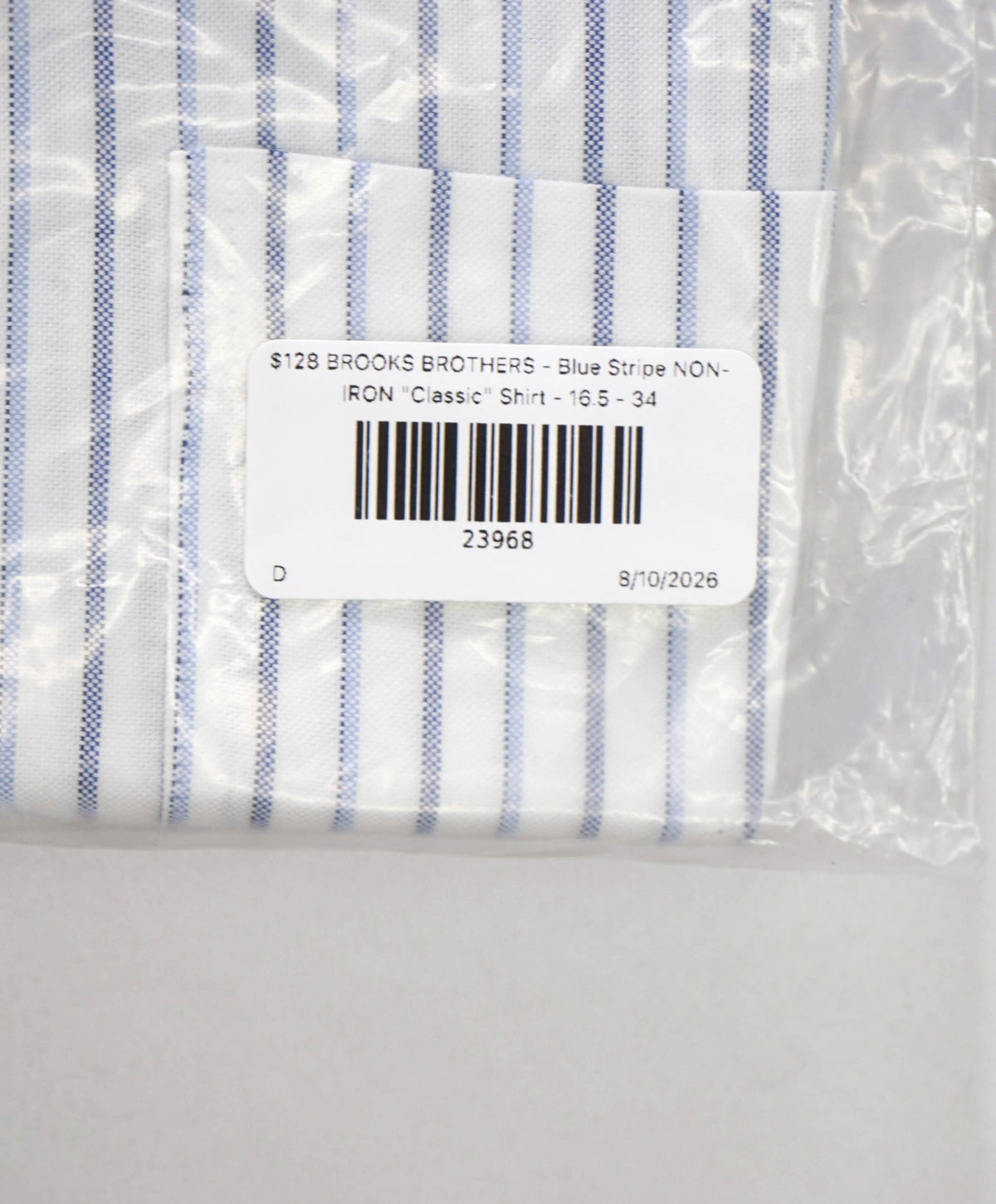$128 BROOKS BROTHERS - Blue Stripe NON-IRON "Classic" Shirt - 16.5 - 34