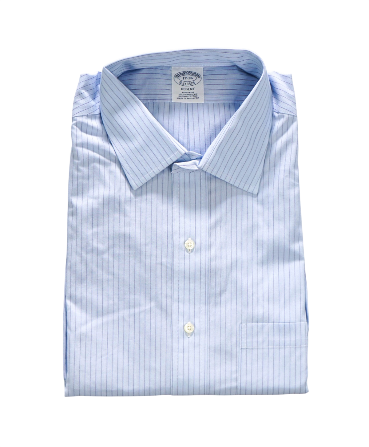 $128 BROOKS BROTHERS - Blue Stripe Non-Iron "REGENT" Shirt - 17 - 36