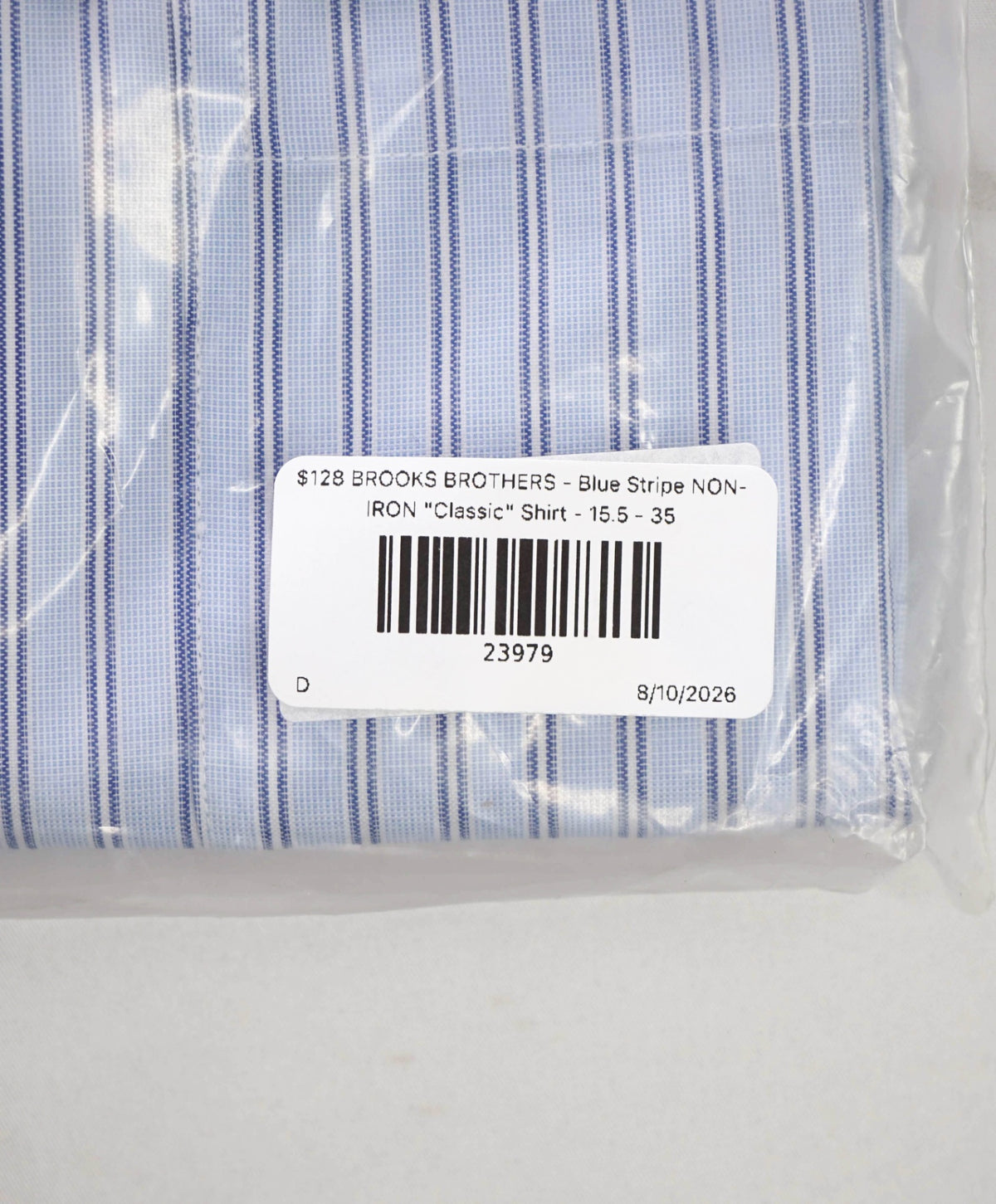 $128 BROOKS BROTHERS - Blue Stripe NON-IRON "Classic" Shirt - 15.5 - 35