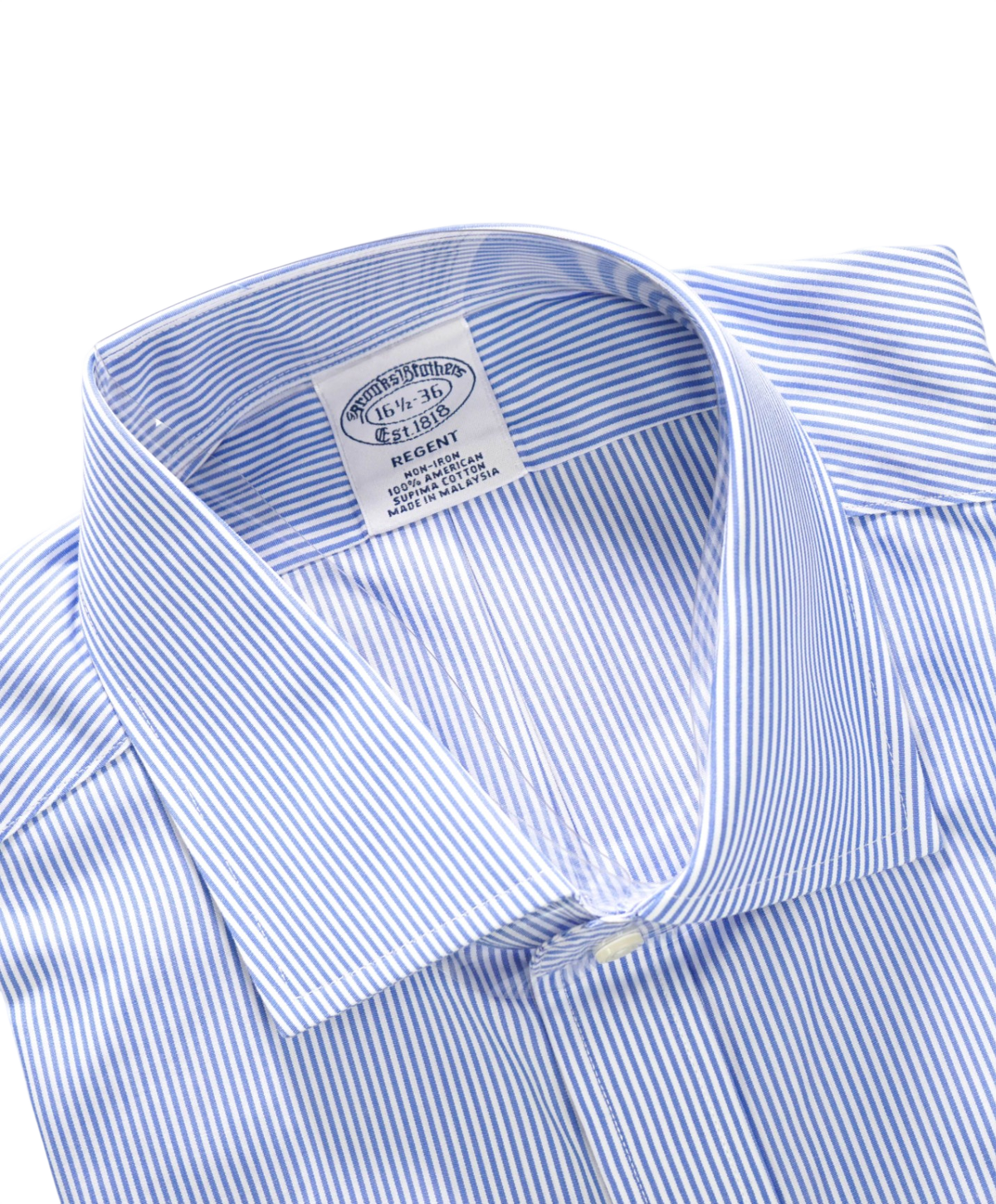 $128 BROOKS BROTHERS - Blue Stripe Non-Iron "REGENT" Shirt - 16.5 - 36