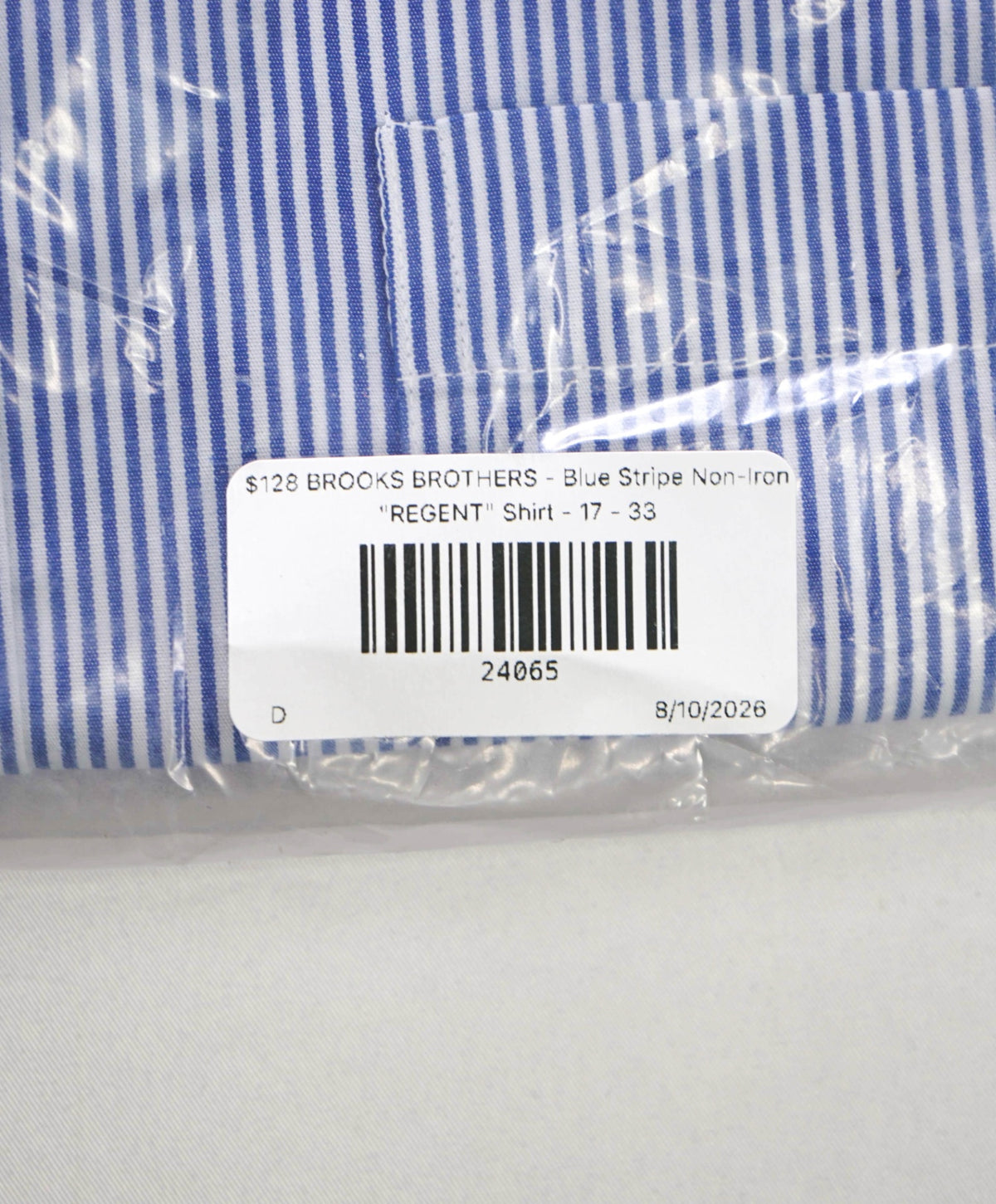$128 BROOKS BROTHERS - Blue Stripe Non-Iron "REGENT" Shirt - 17 - 33