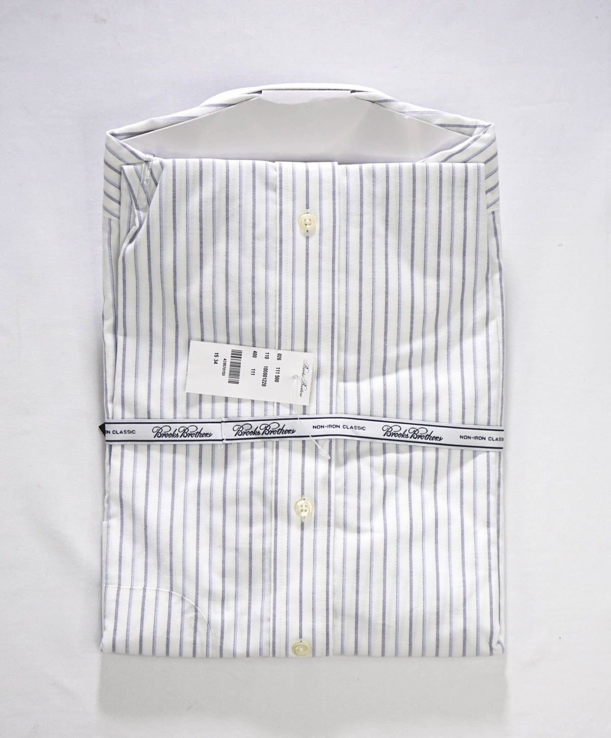 $128 BROOKS BROTHERS - Blue Stripe NON-IRON "Classic" Shirt - 15 - 34