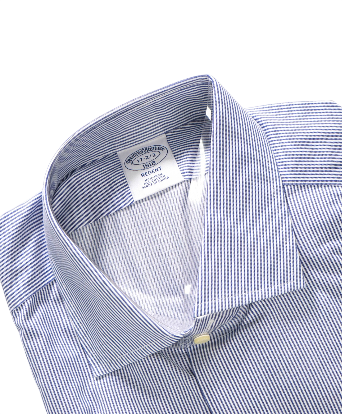 $128 BROOKS BROTHERS - Blue Stripe Non-Iron "REGENT" Shirt - 17 - 32/33