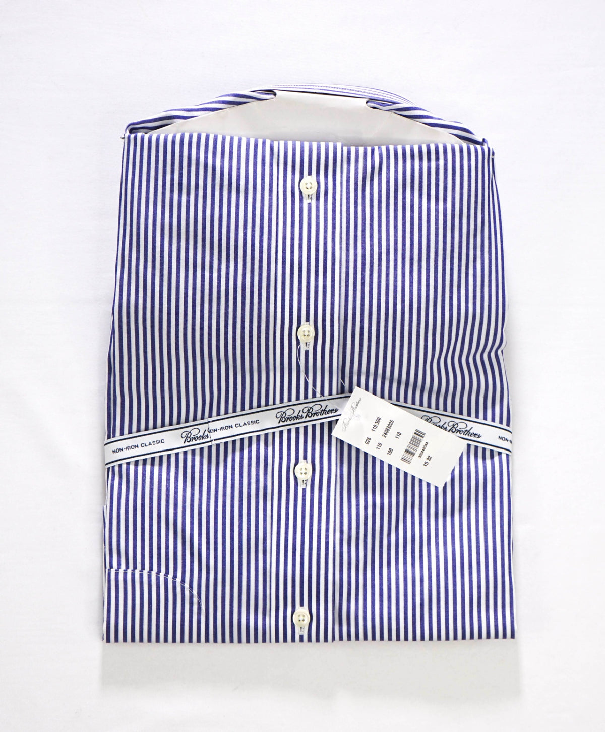 $128 BROOKS BROTHERS - Blue Stripe NON-IRON "Classic" Shirt - 15 - 32