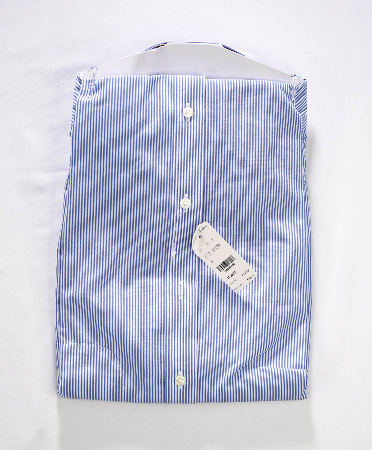 $128 BROOKS BROTHERS - Blue Stripe Non-Iron "REGENT" Shirt - 17 - 32/33