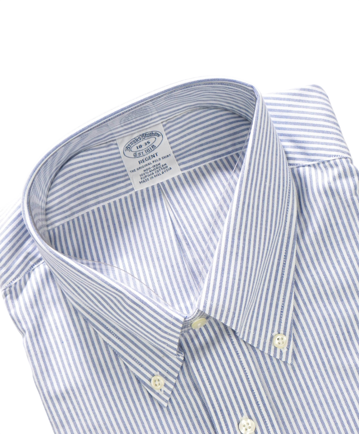 $128 BROOKS BROTHERS - Blue Stripe Non-Iron "REGENT" Shirt - 18 - 35