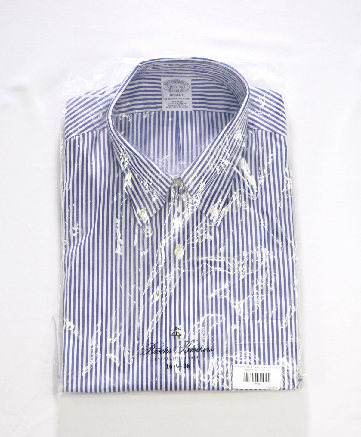 $128 BROOKS BROTHERS - Blue Stripe Non-Iron "REGENT" Shirt - 16.5 - 36
