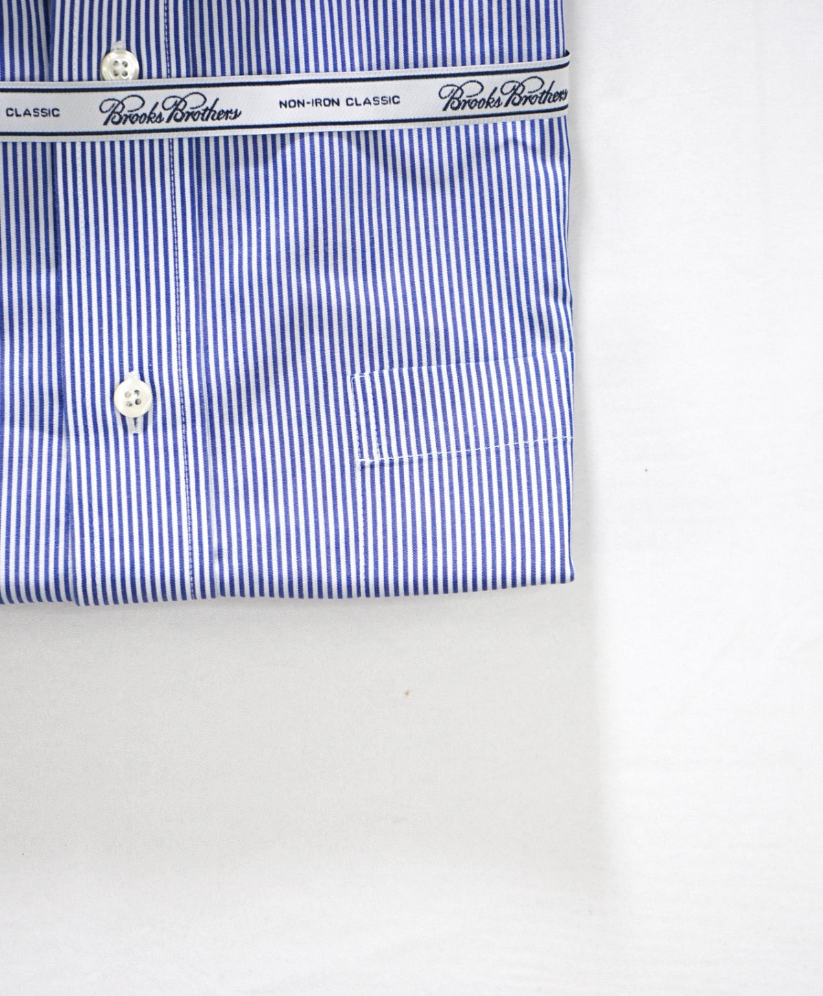 $128 BROOKS BROTHERS - Blue Stripe NON-IRON "Classic" Shirt - 16.5 - 35