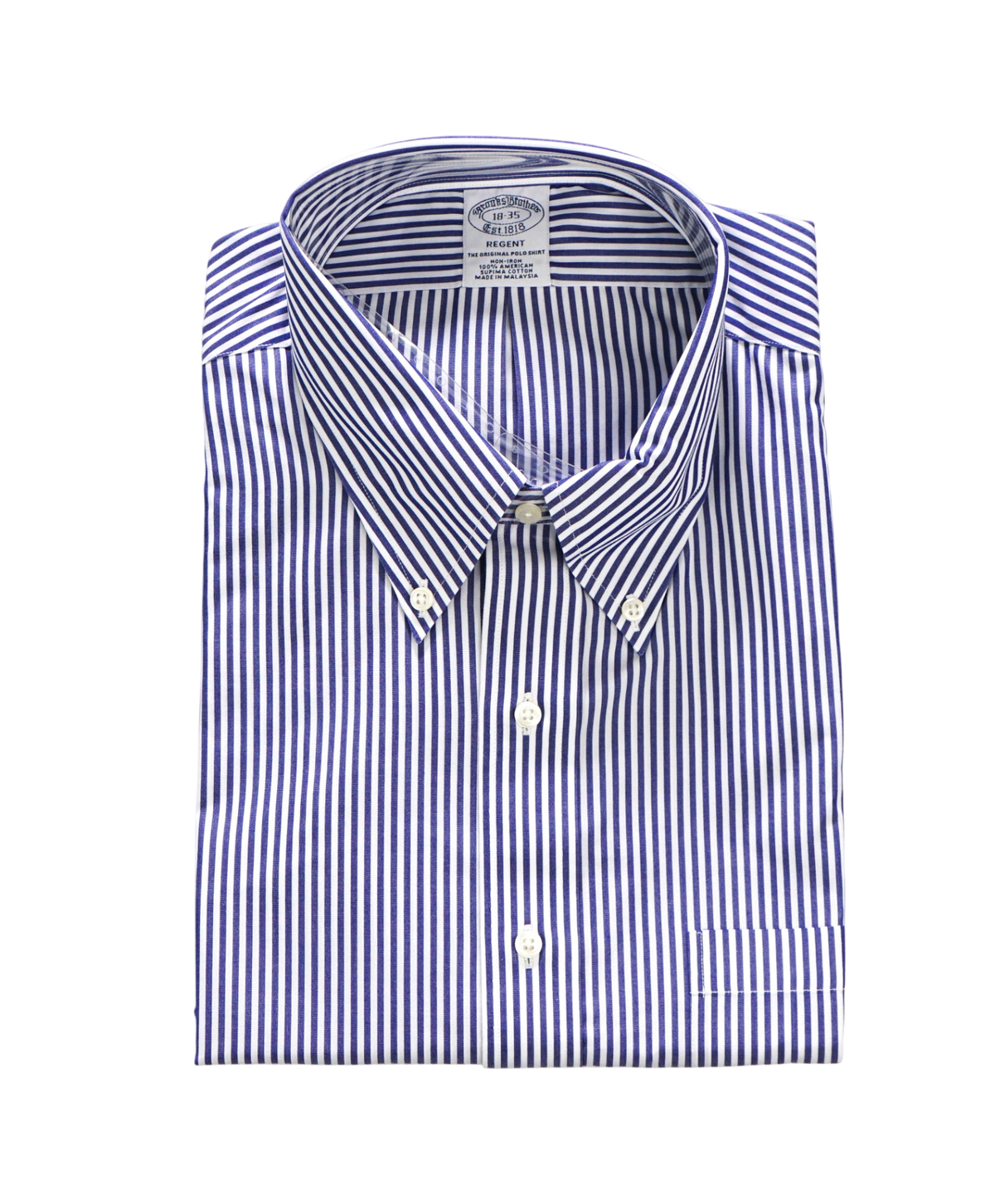 $128 BROOKS BROTHERS - Blue Stripe Non-Iron "REGENT" Shirt - 18 - 35