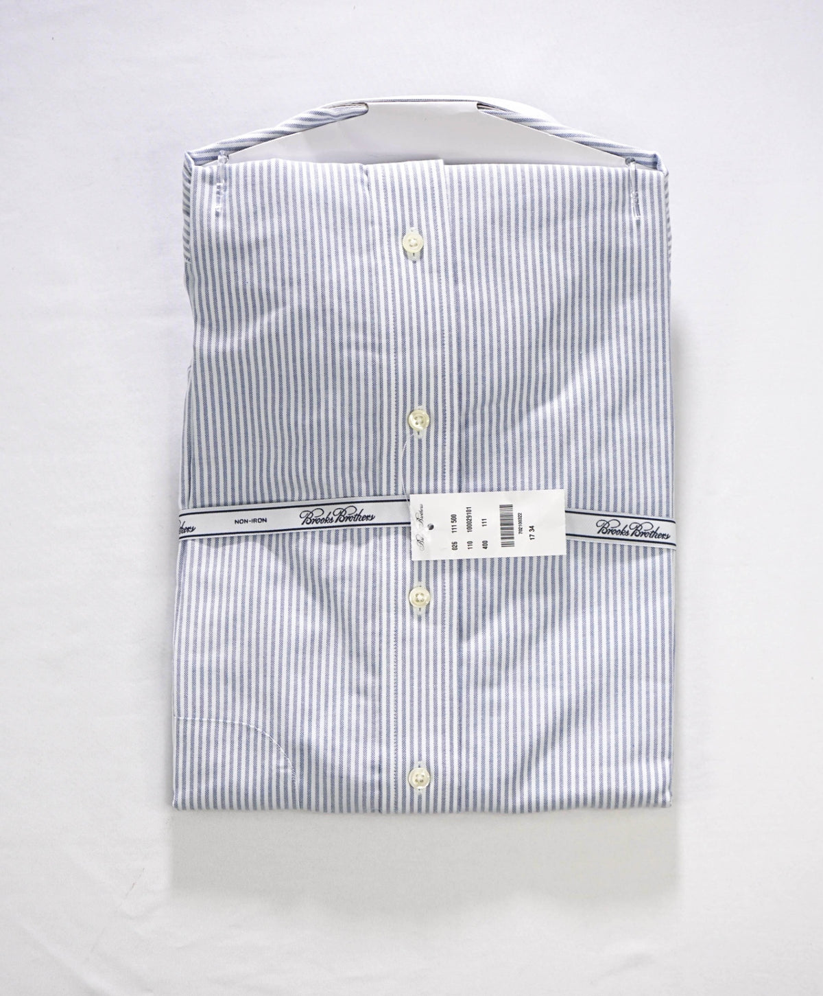 $128 BROOKS BROTHERS - Blue Stripe Non-Iron "REGENT" Shirt - 17 - 34