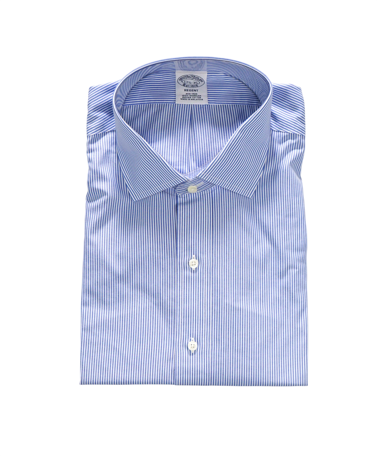 $128 BROOKS BROTHERS - Blue Stripe Non-Iron "REGENT" Shirt - 17.5 - 35