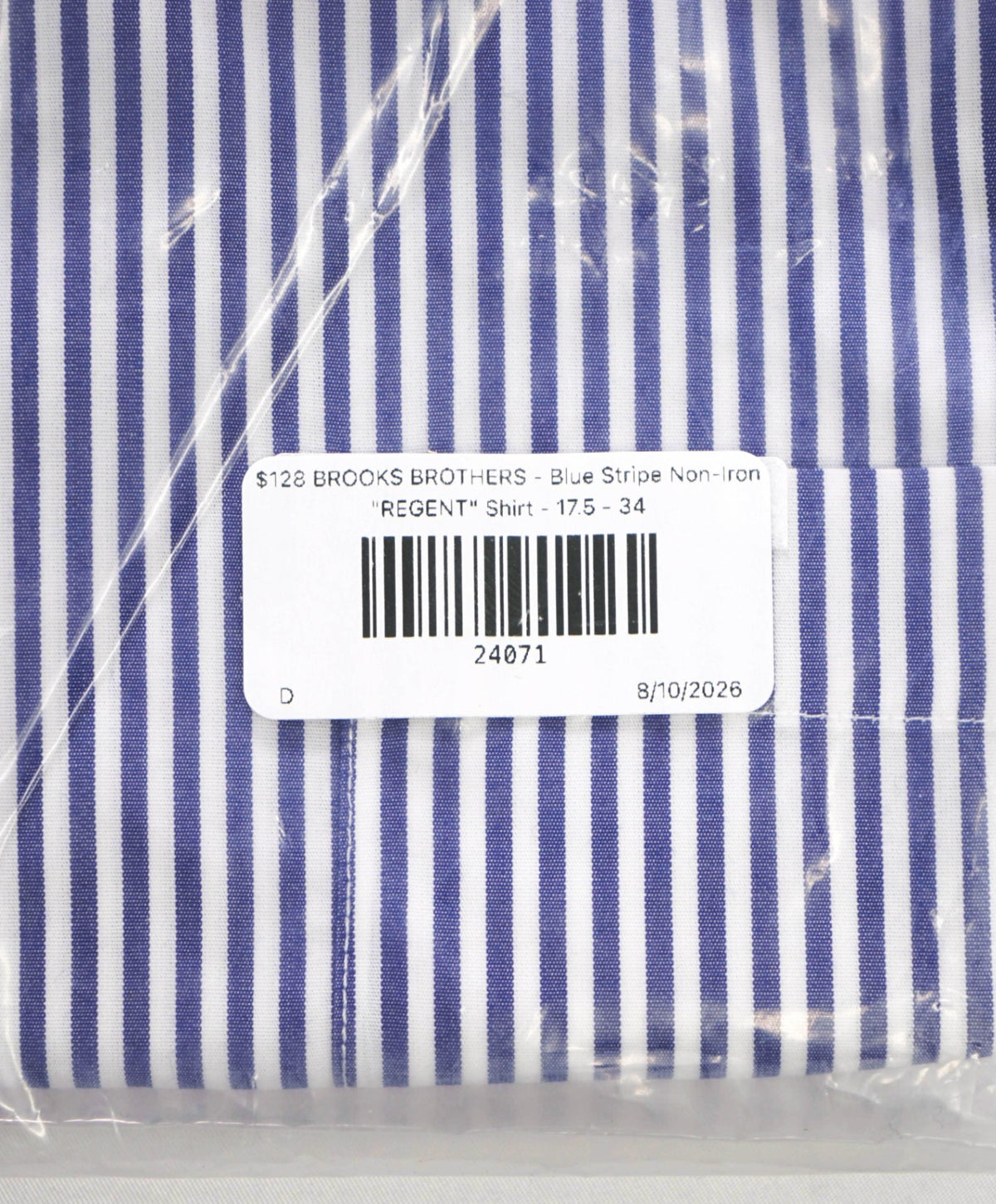 $128 BROOKS BROTHERS - Blue Stripe Non-Iron "REGENT" Shirt - 17.5 - 34