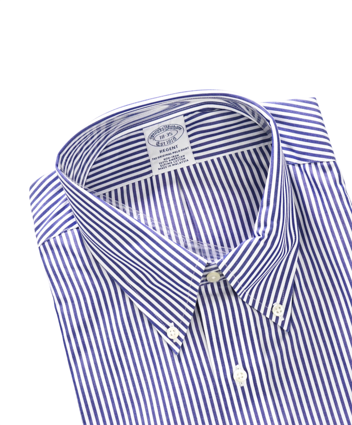 $128 BROOKS BROTHERS - Blue Stripe Non-Iron "REGENT" Shirt - 18 - 35