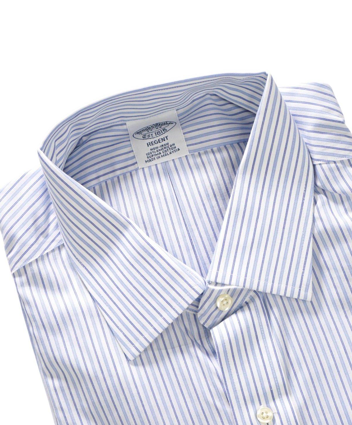 $128 BROOKS BROTHERS - Blue Stripe Non-Iron "REGENT" Shirt - 17 - 35
