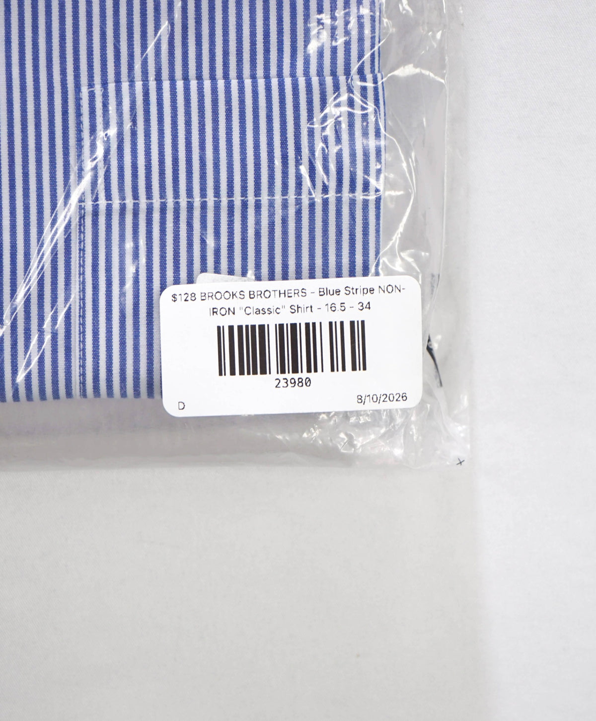 $128 BROOKS BROTHERS - Blue Stripe NON-IRON "Classic" Shirt - 16.5 - 34