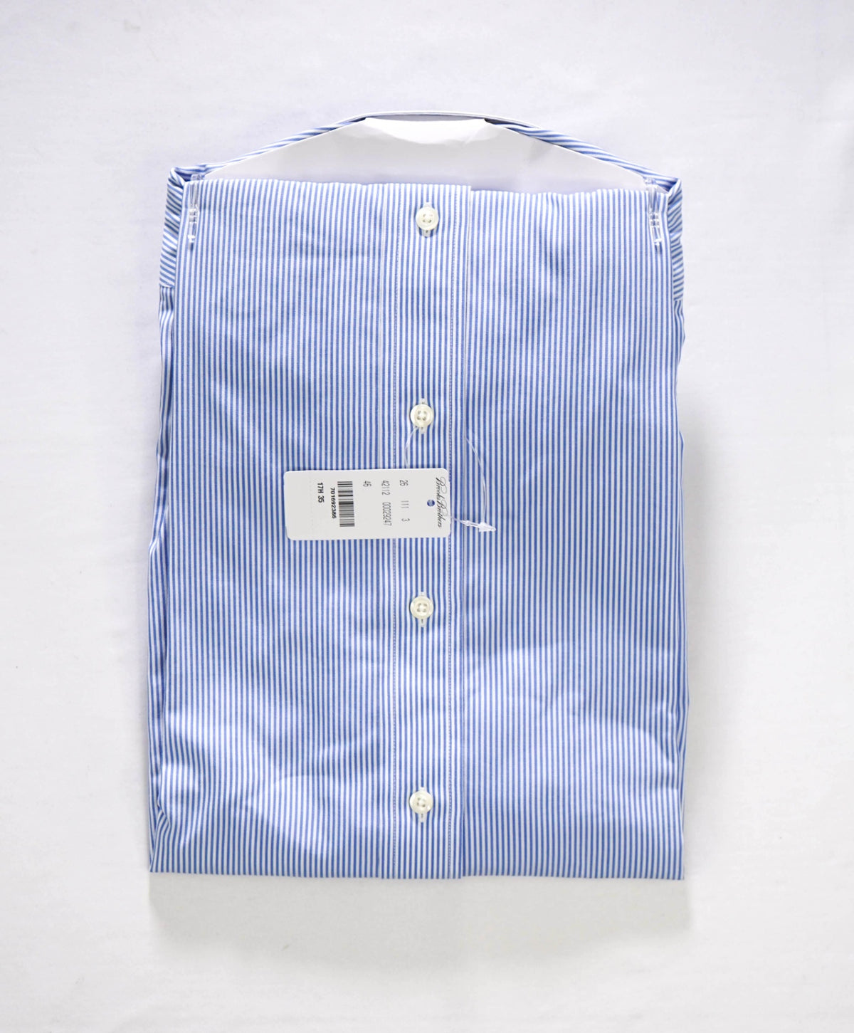 $128 BROOKS BROTHERS - Blue Stripe Non-Iron "REGENT" Shirt - 17.5 - 35