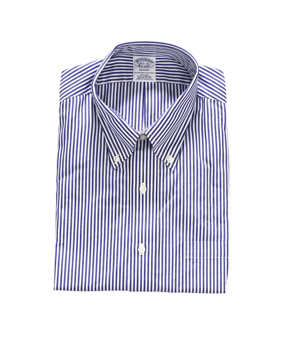$128 BROOKS BROTHERS - Blue Stripe Non-Iron "REGENT" Shirt - 16.5 - 36