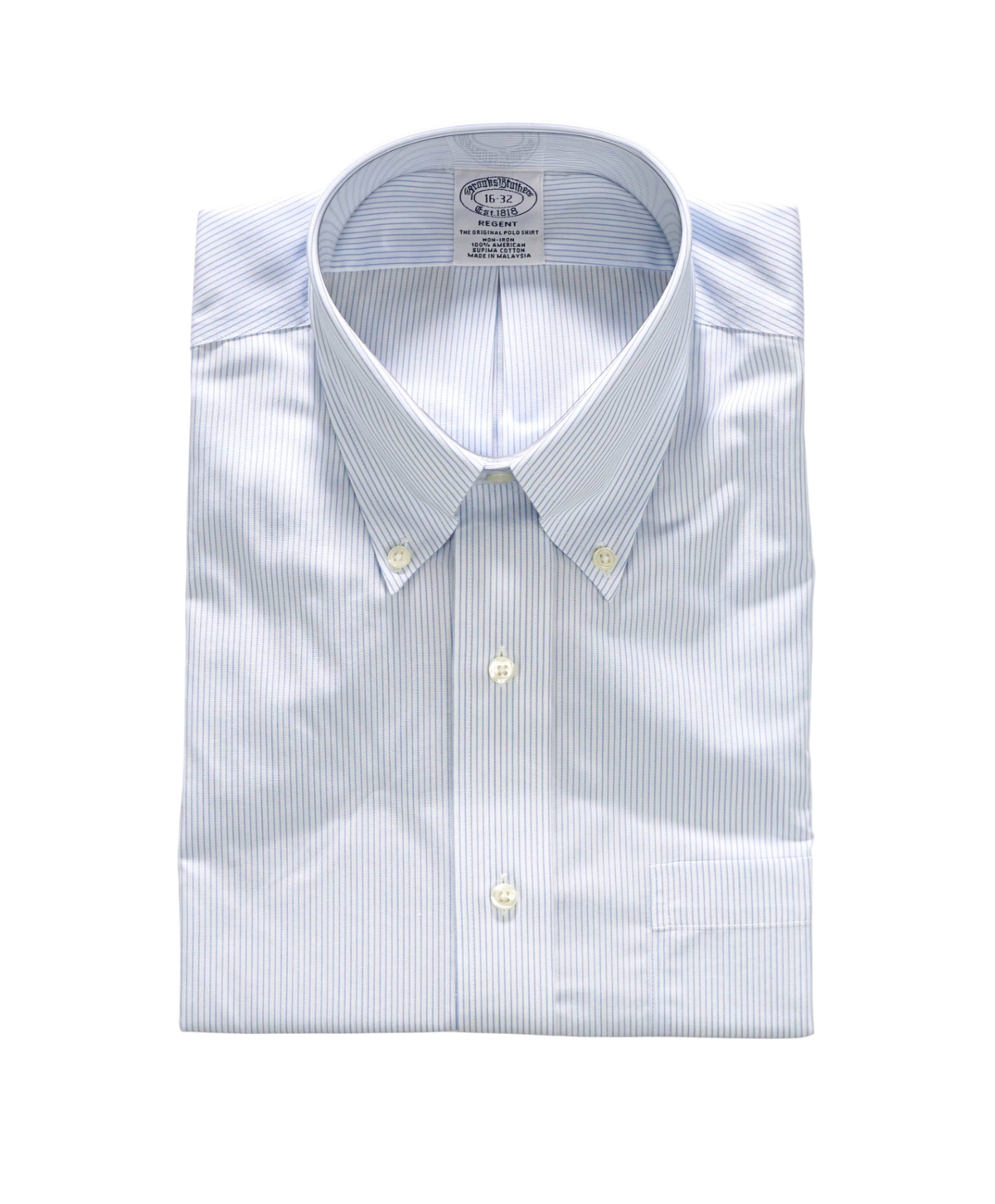 $128 BROOKS BROTHERS - Blue Stripe Non-Iron "REGENT" Shirt - 16 - 32