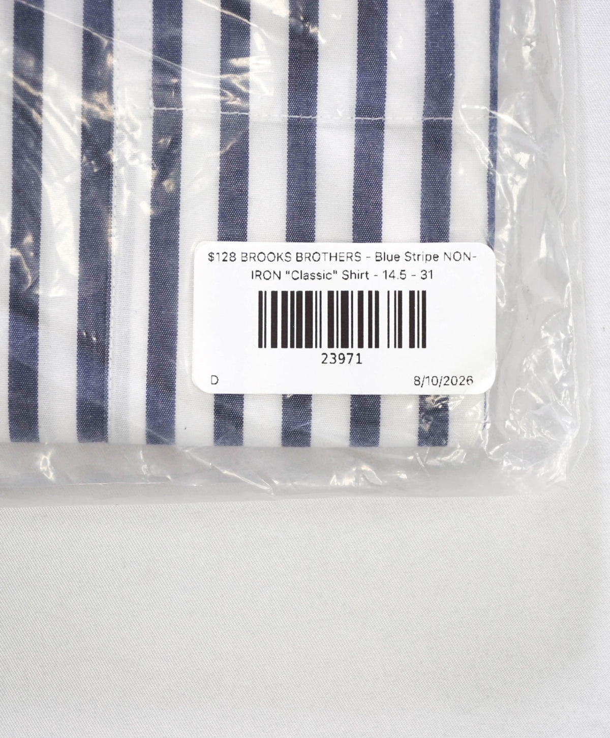 $128 BROOKS BROTHERS - Blue Stripe NON-IRON "Classic" Shirt - 14.5 - 31