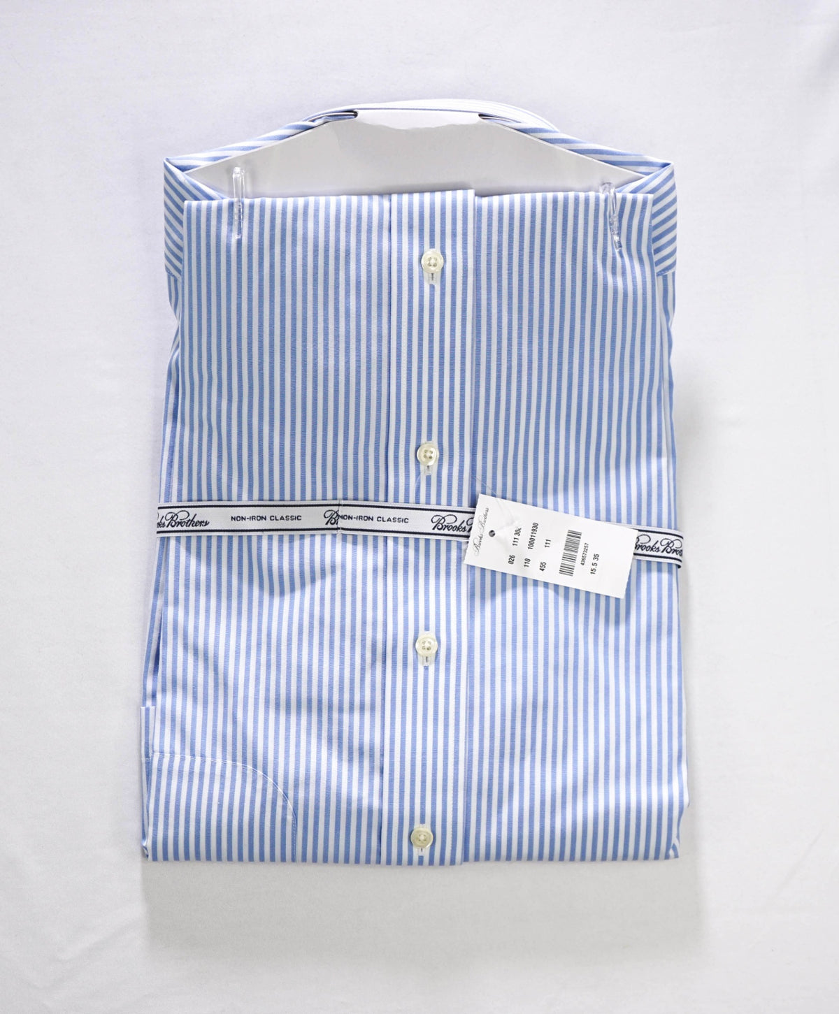 $128 BROOKS BROTHERS - Blue Stripe NON-IRON "Classic" Shirt - 15.5 - 35
