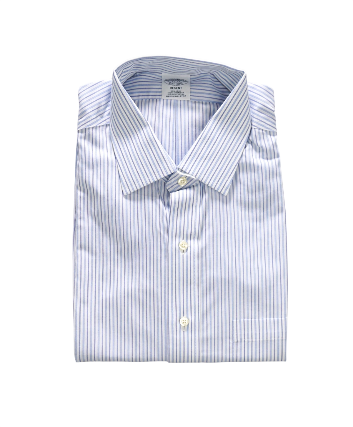 $128 BROOKS BROTHERS - Blue Stripe Non-Iron "REGENT" Shirt - 17 - 35