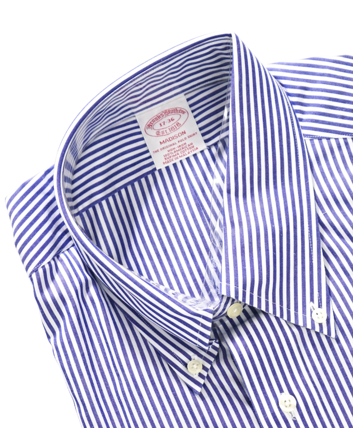 $128 BROOKS BROTHERS - Blue Check NON-IRON "MADISON" - 17 - 36
