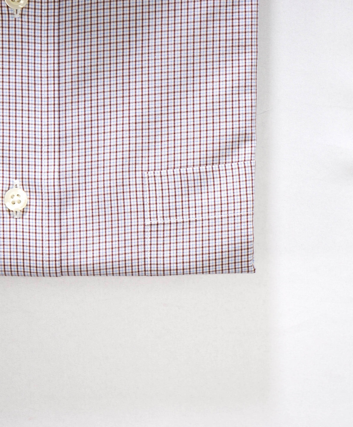 $128 BROOKS BROTHERS - Brown/Blue Micro Plaid Non-Iron "REGENT" Shirt - 15.5 - 34