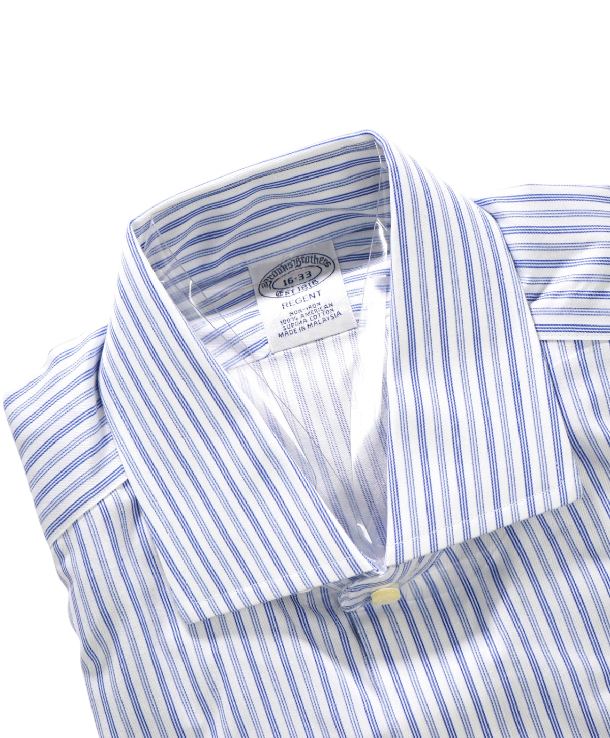 $128 BROOKS BROTHERS - Blue Stripe Non-Iron "REGENT" Shirt - 16 - 33