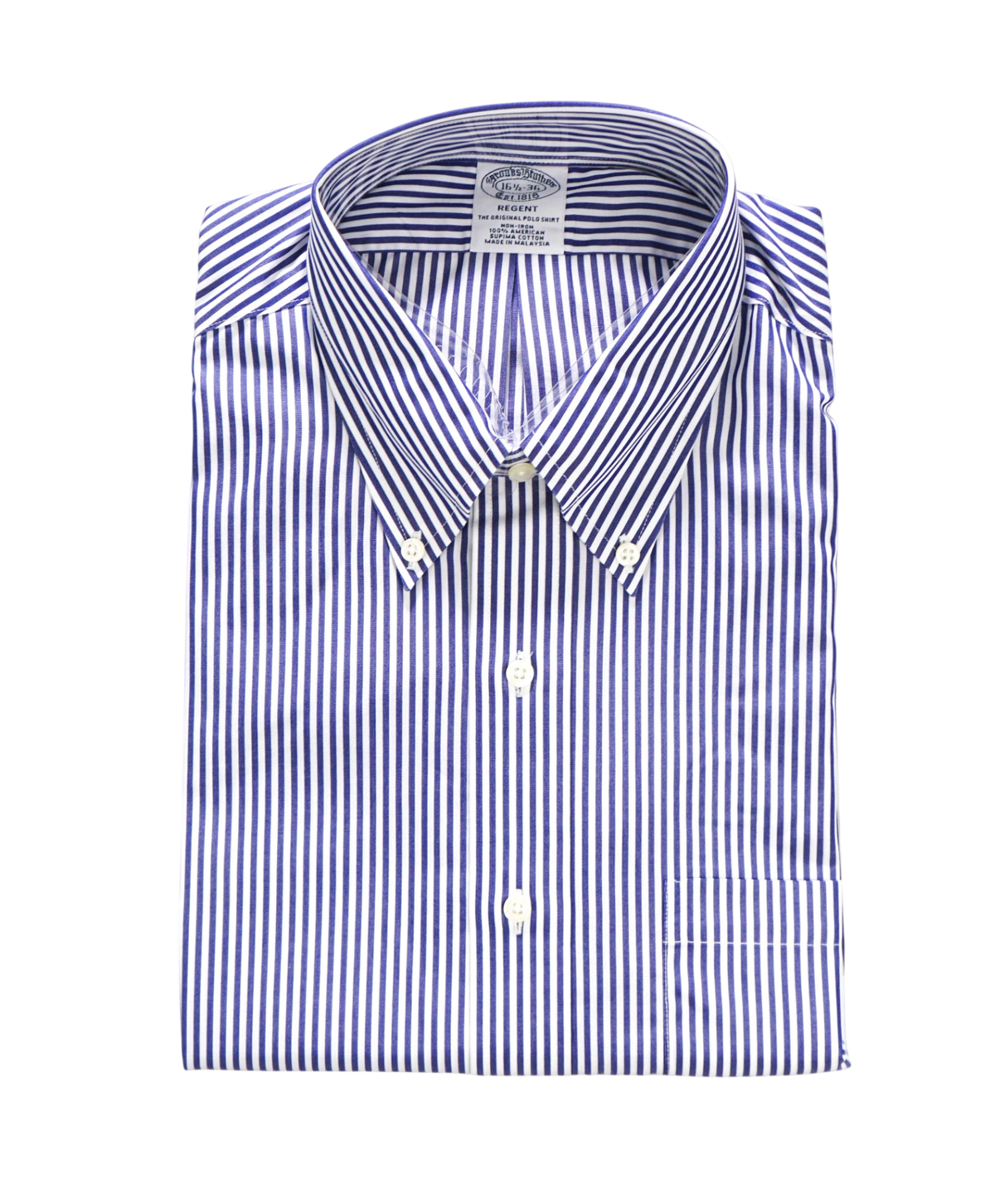 $128 BROOKS BROTHERS - Blue Stripe Non-Iron "REGENT" Shirt - 16.5 - 36