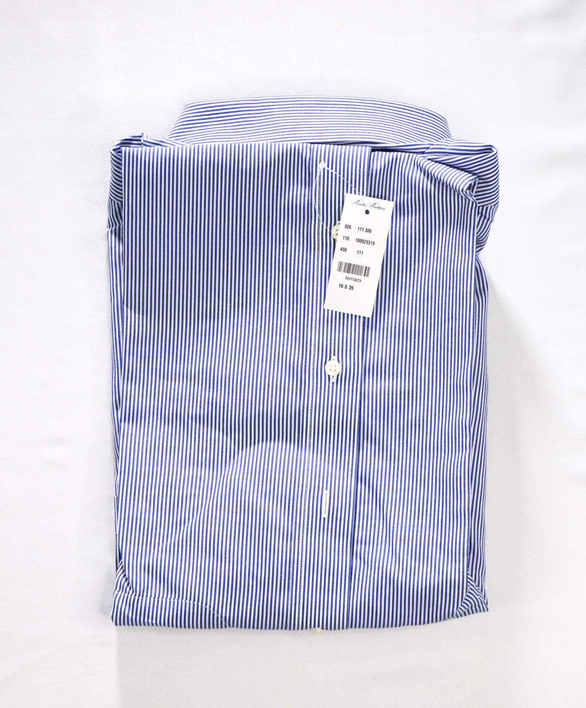 $128 BROOKS BROTHERS - Blue Stripe Non-Iron "REGENT" Shirt - 16.5 - 35