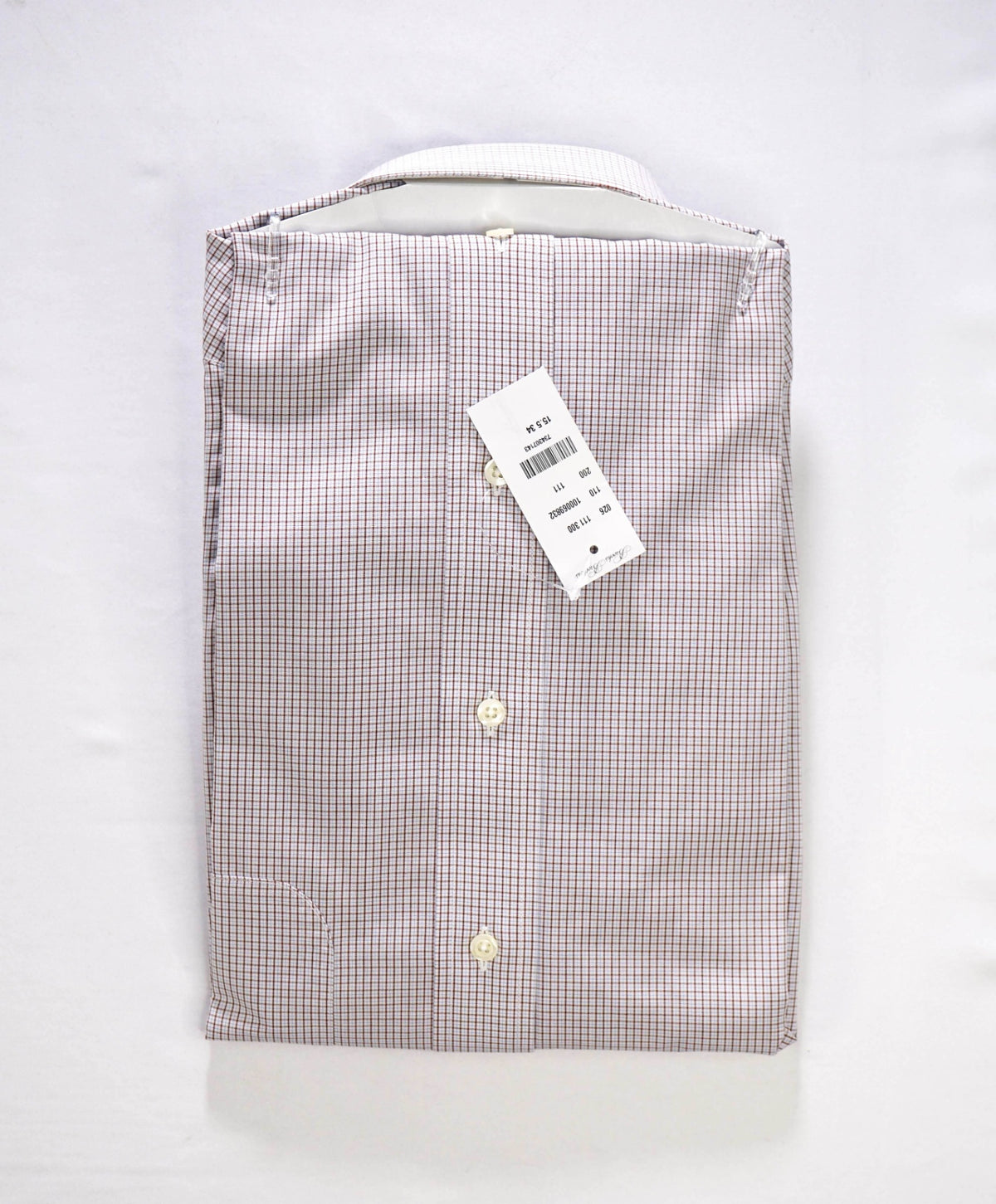 $128 BROOKS BROTHERS - Brown/Blue Micro Plaid Non-Iron "REGENT" Shirt - 15.5 - 34