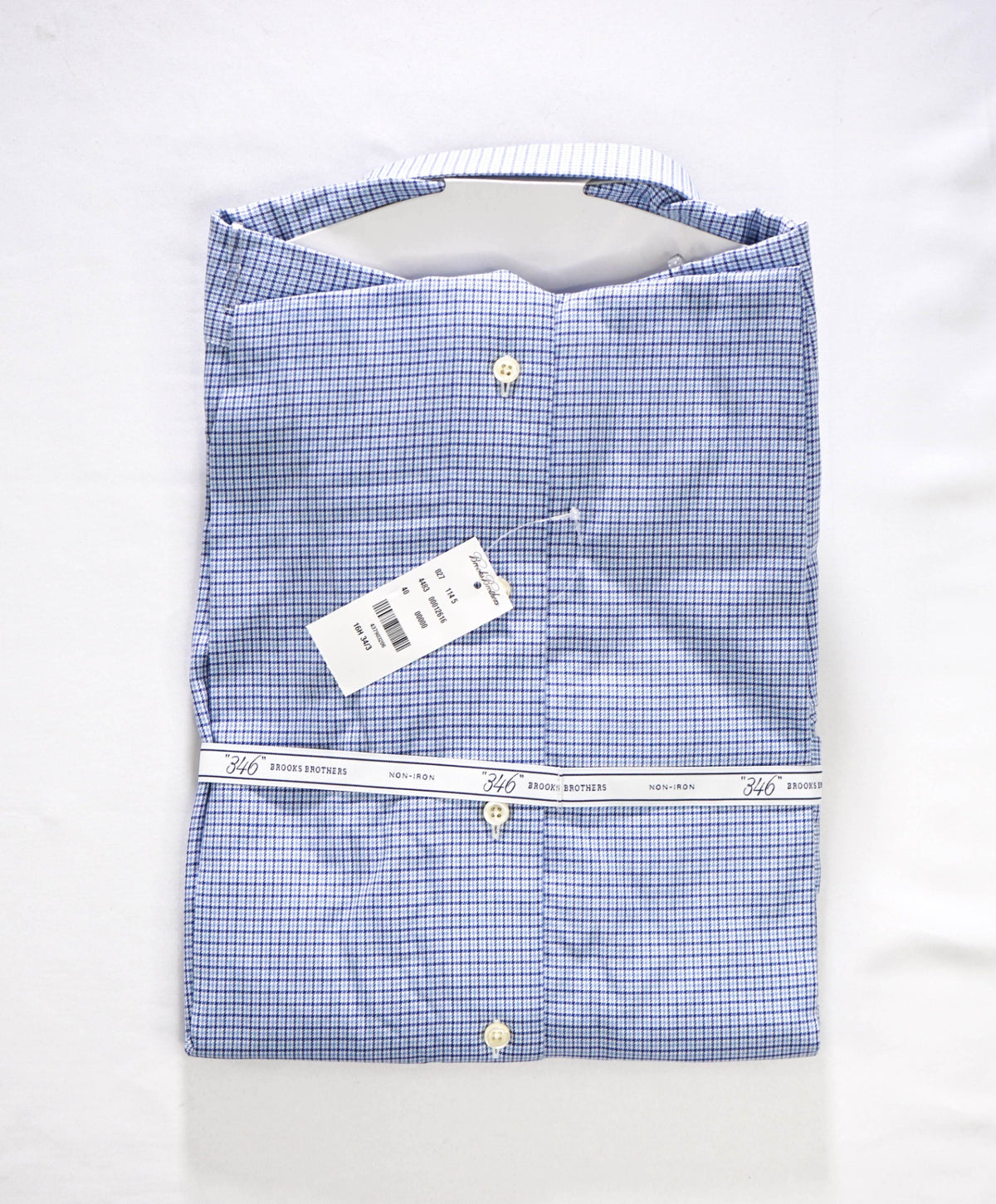 $128 BROOKS BROTHERS - Blue Check NON-IRON "364" SLIM FIT Shirt - 16.5 - 34/35