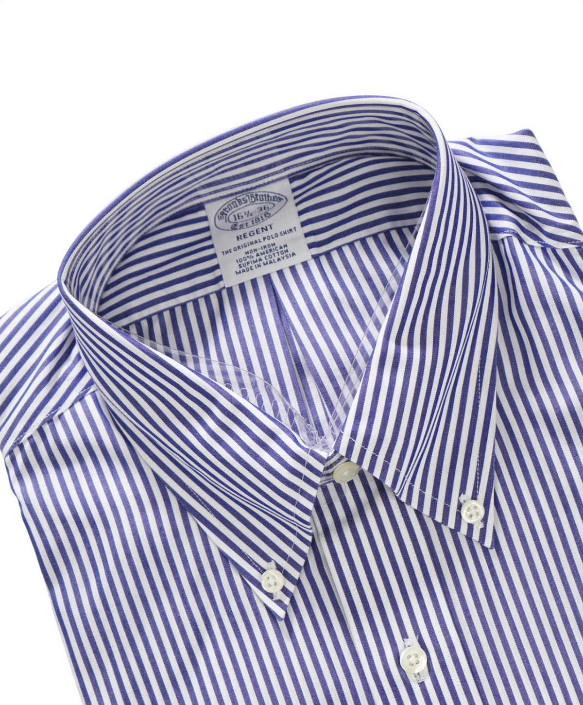 $128 BROOKS BROTHERS - Blue Stripe Non-Iron "REGENT" Shirt - 16.5 - 36