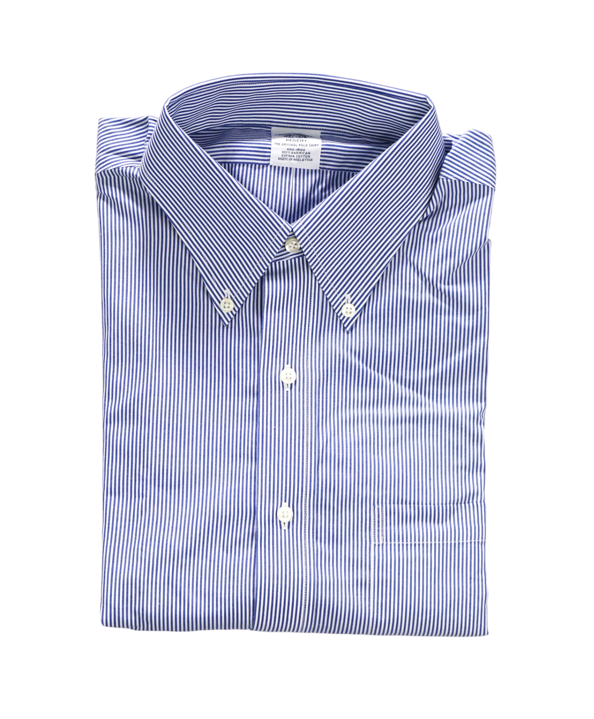 $128 BROOKS BROTHERS - Blue Stripe Non-Iron "REGENT" Shirt - 16.5 - 35