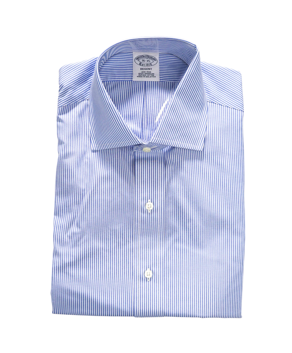 $128 BROOKS BROTHERS - Blue Stripe Non-Iron "REGENT" Shirt - 16 - 35