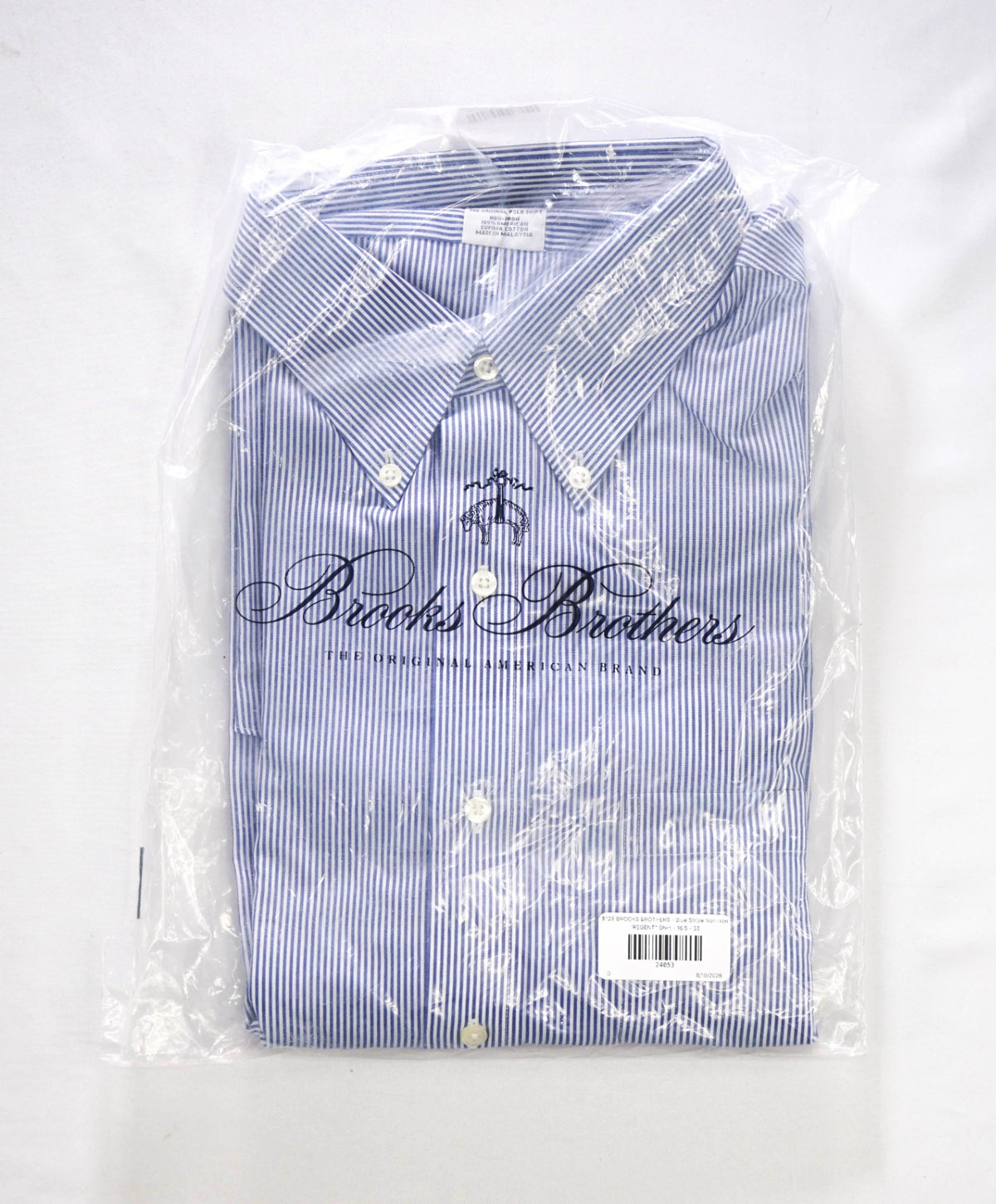 $128 BROOKS BROTHERS - Blue Stripe Non-Iron "REGENT" Shirt - 16.5 - 35