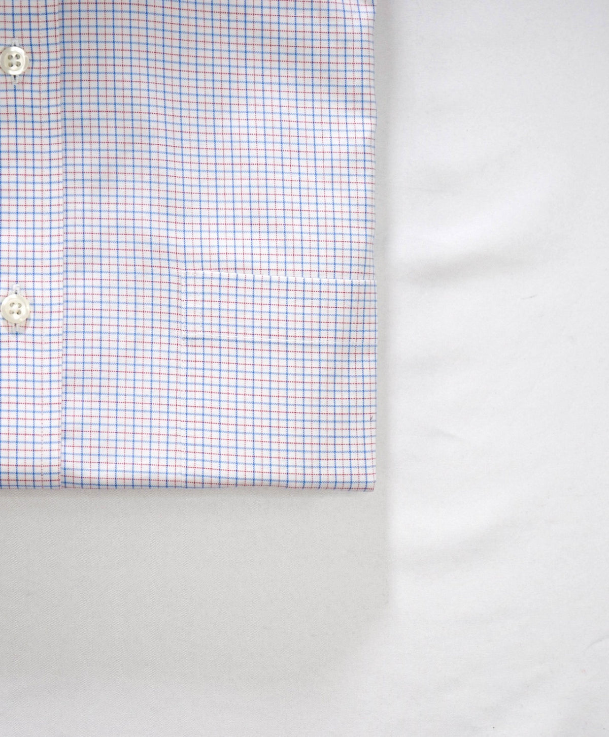 $128 BROOKS BROTHERS - Blue/Red Micro Plaid Non-Iron "REGENT" Shirt - 15.5 - 34