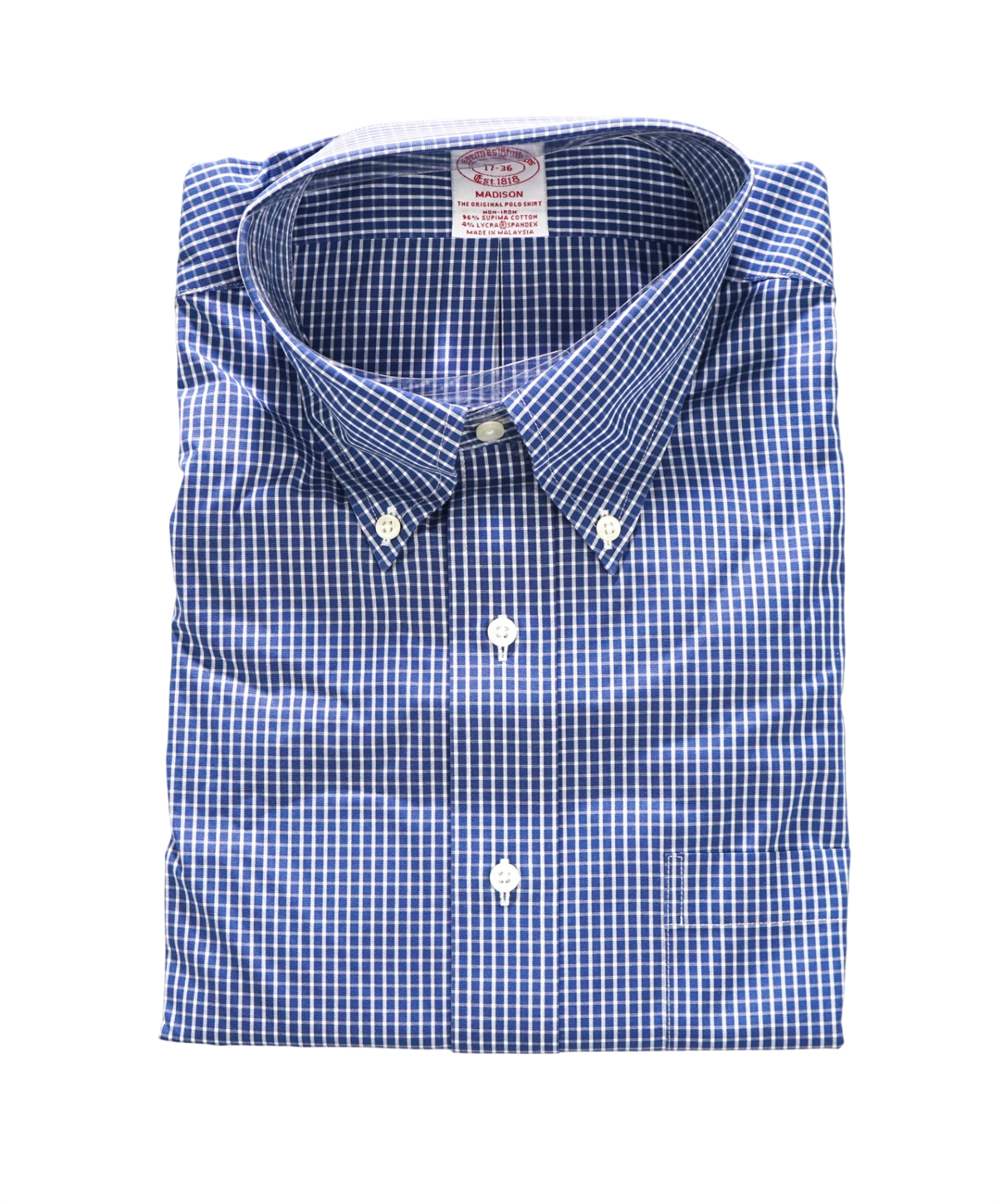 $128 BROOKS BROTHERS - Blue Check NON-IRON "MADISON" - 17 - 34