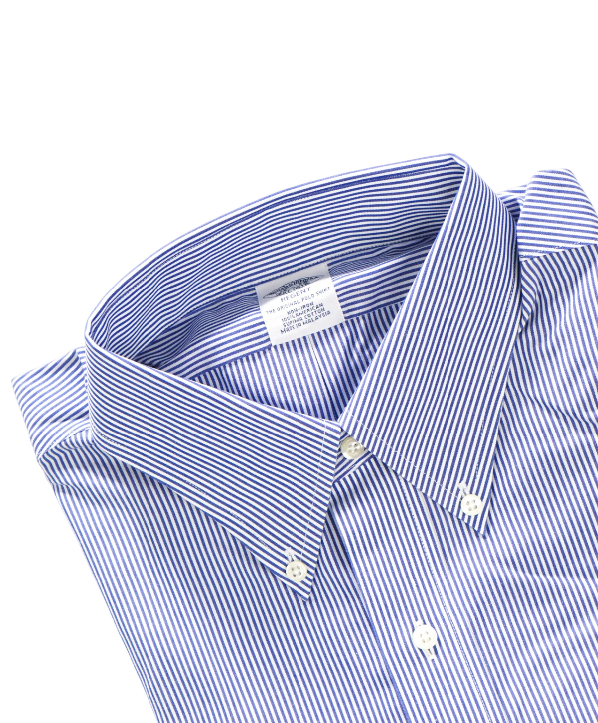 $128 BROOKS BROTHERS - Blue Stripe Non-Iron "REGENT" Shirt - 16.5 - 35