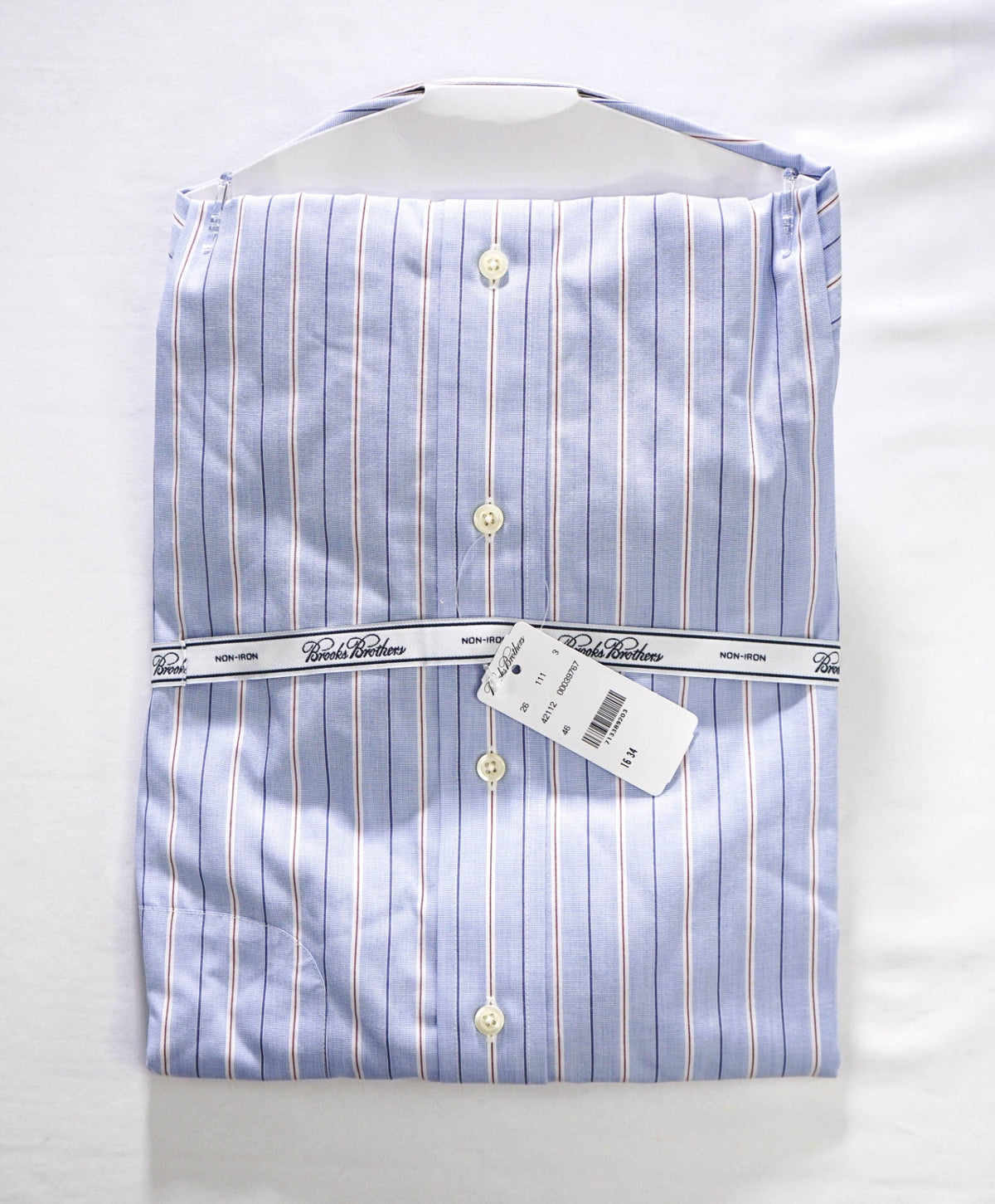 $128 BROOKS BROTHERS - Blue/Brown Stripe Non-Iron "REGENT" Shirt - 16 - 34