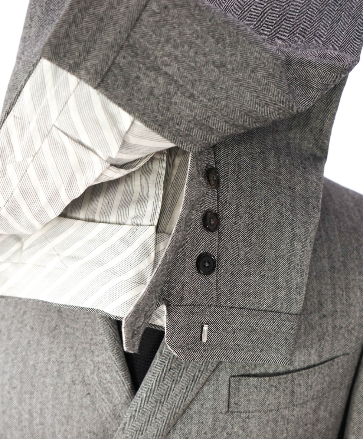 BLACK FLEECE - Gray Herringbone Double Breasted Suit- 36 US