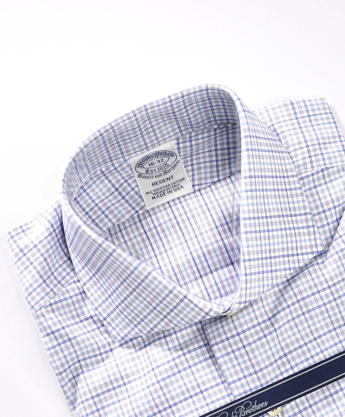 $198 BROOKS BROTHERS - Blue Plaid MADE IN USA "REGENT" Shirt - 16 - 32