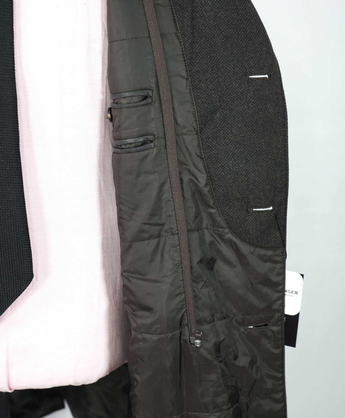 $2,395 CORNELIANI - Brown Birdseye Wool Coat - 42R